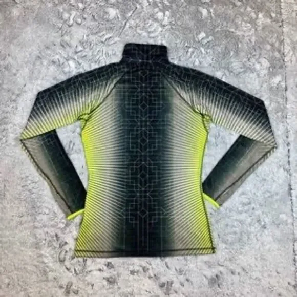 NIKE Pro Dri-FIT Black and Neon Yellow Half Zip Pullover Training Top - Picture 6 of 7